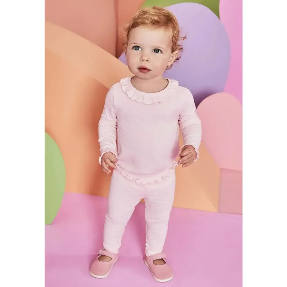 New Garanimals Pink Lettuce Edge Body Suit for Baby Girl 18M Months Long Sleeve!